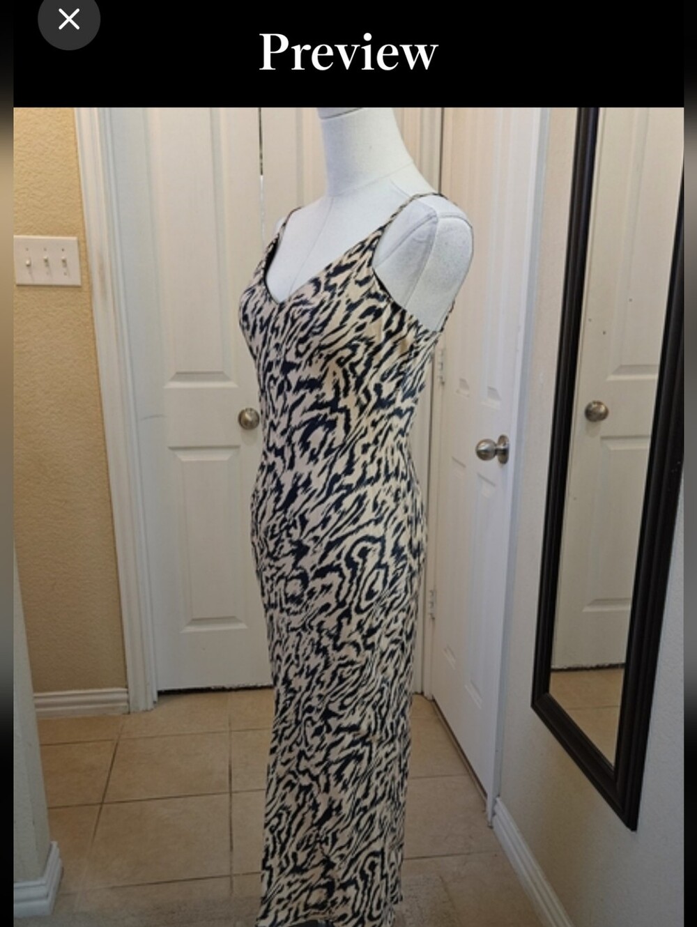 🐆Silky Leopard-Bias Cut Slip Midi Dress - Beige/Black S